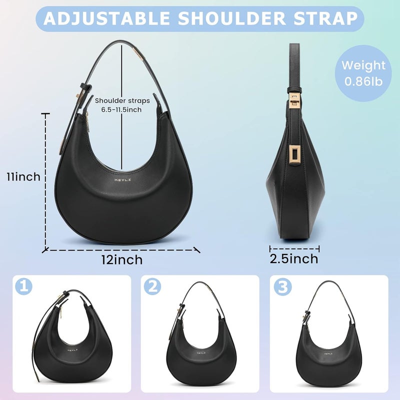 Keyli Shoulder Bag for Women Stylish Casual Clutch Purses for Women 3 Ways Adjust Strap Hobo Handbags with Zip Closure - Image 5